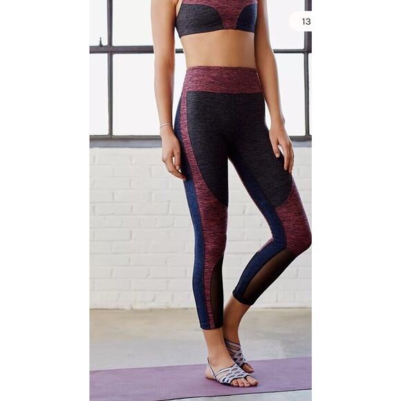 Free People FP Movement Dylan' Colorblock Heather High-Rise Leggings sz S Red - Picture 1 of 16
